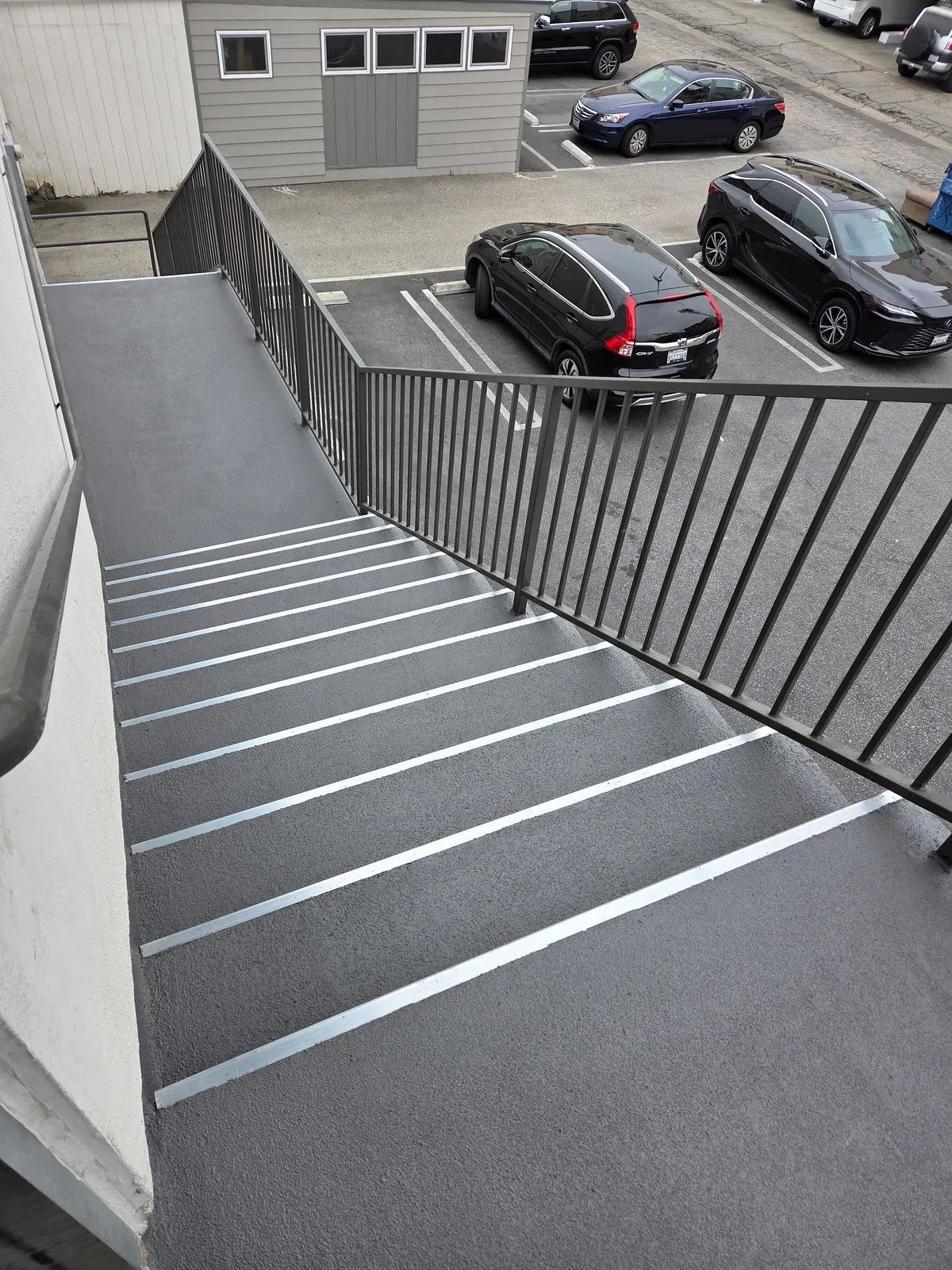 Metal staircase and railing installation